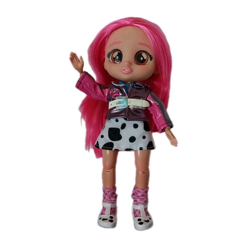 Cry Babies BFF Dotty Doll Pink Hair Big Eyes Cow Spot Print Outfit Loose Toy